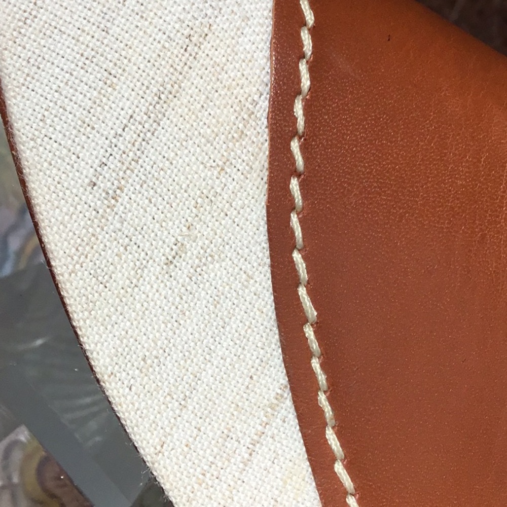 Cole Haan Kina Wedges Natural Linen/Brown leather Sandals - Picture 12 of 15